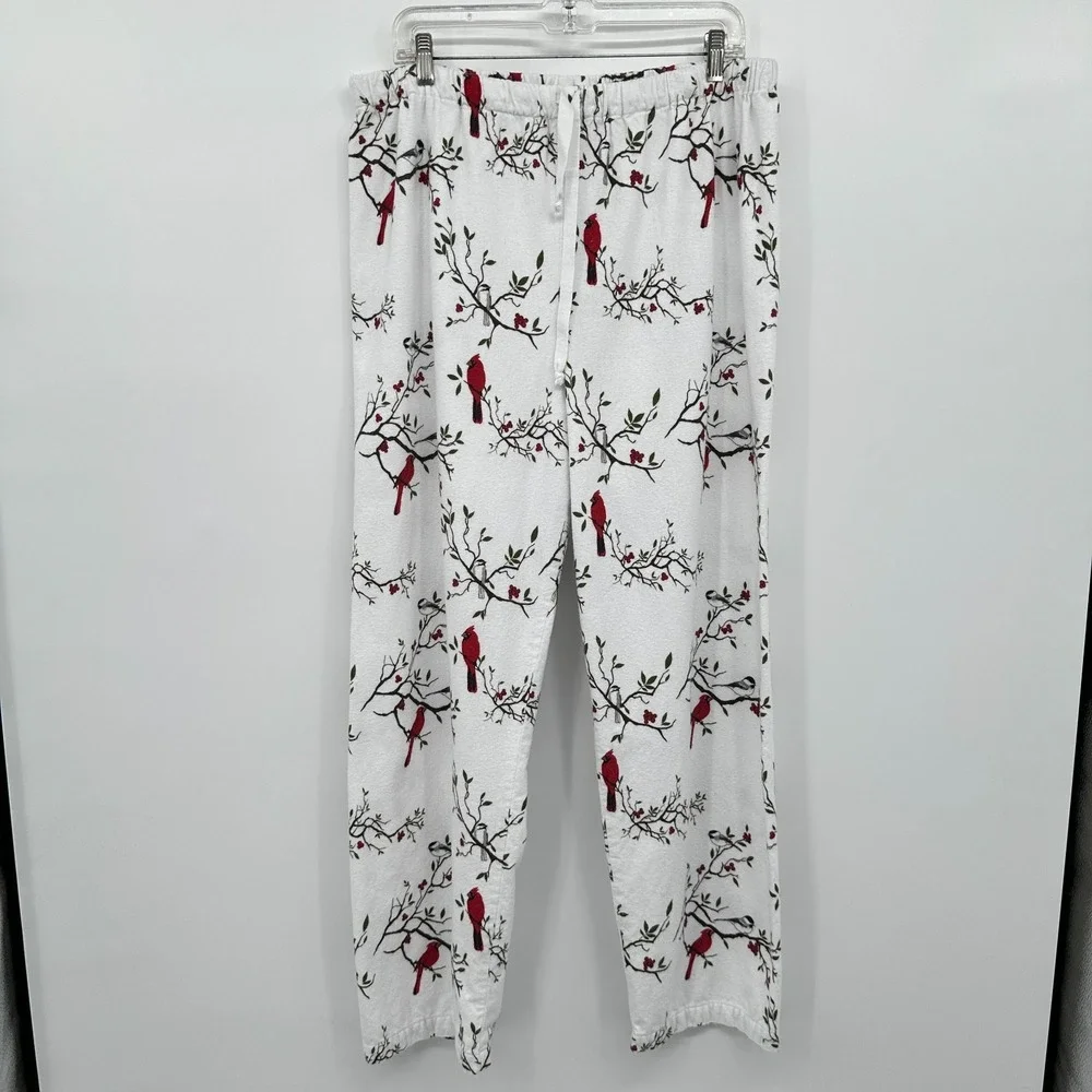 Vermont County Store Flannel Pajamas Size XL 1X‎ Birds 3 Piece Set Snow Cardinal
